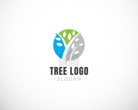 Illustration for Tree logo emblem design symbol creative circle - Royalty Free Image
