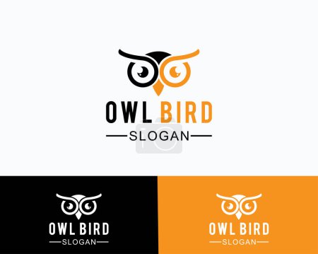 Téléchargez les illustrations : Hibou oiseau logo créatif conception simple icône symbole ligne minimaliste - en licence libre de droit