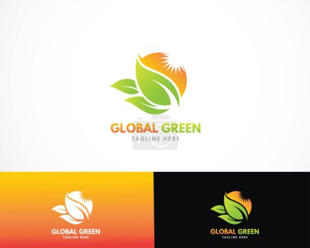 Téléchargez les illustrations : Logo vert global design concept créatif - en licence libre de droit