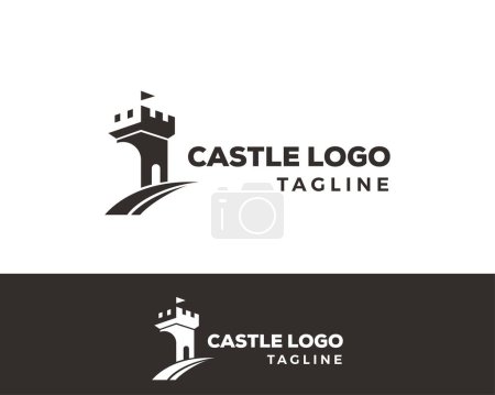 Téléchargez les illustrations : Château logo vecteur créatif - en licence libre de droit