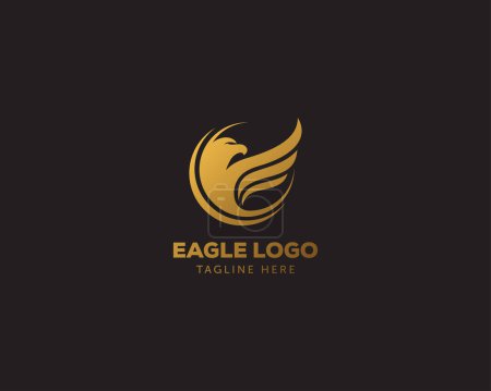 Téléchargez les illustrations : Logo aigle design emblème créatif aigle or - en licence libre de droit