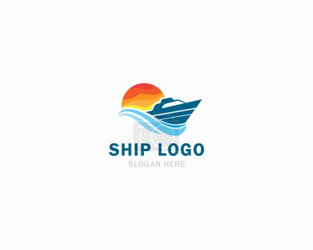 Ilustración de Logotipo del barco transporte creativo viaje dibujo arte ilustración diseño - Imagen libre de derechos