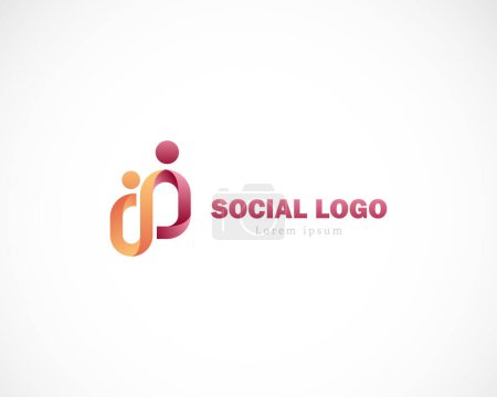 Téléchargez les illustrations : Logo social gens ligne concept de conception de couleur créative - en licence libre de droit