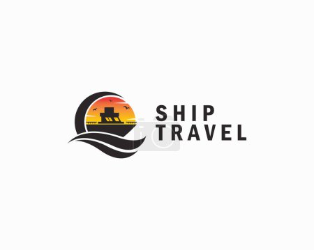 Téléchargez les illustrations : Logo du navire transport créatif voyage dessin art illustration conception - en licence libre de droit