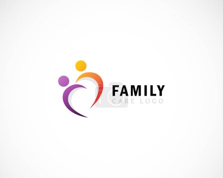 Téléchargez les illustrations : Famille soins logo concept créatif personnes abstrait coeur famille conception moderne - en licence libre de droit
