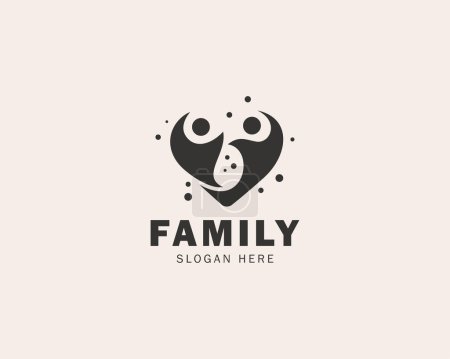 Téléchargez les illustrations : Famille logo créatif coeur gens modèle de conception - en licence libre de droit