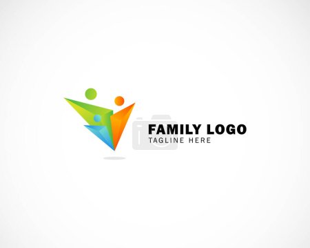 Téléchargez les illustrations : Logo de la famille design abstrait créatif moderne - en licence libre de droit