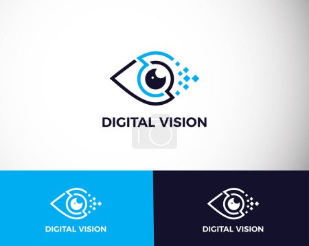 Téléchargez les illustrations : Vision numérique logo cercle créatif caméra pixel oeil - en licence libre de droit