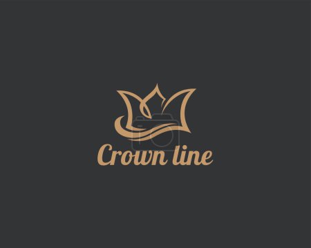 Ilustración de Logo de la corona línea creativa emblema signo símbolo arte dibujo - Imagen libre de derechos