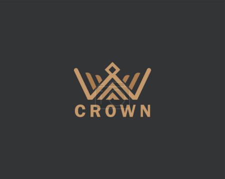 Illustration for Crown logo creative line emblem sign symbol - Royalty Free Image