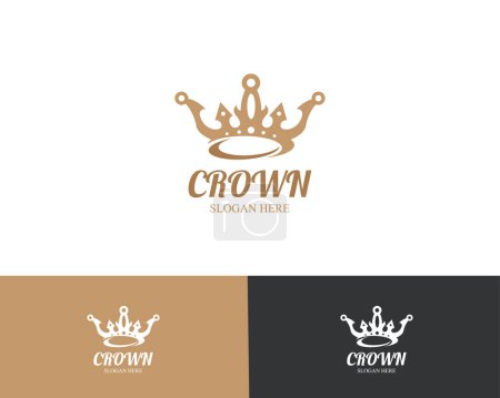 Téléchargez les illustrations : Modèle de conception de logo créatif couronne - en licence libre de droit
