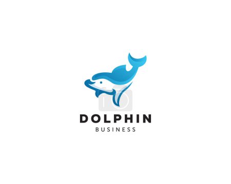 Téléchargez les illustrations : Dauphin logo créatif couleur art design - en licence libre de droit