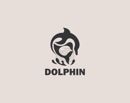Téléchargez les illustrations : Dauphin logo créatif couleur art conception animal logo entreprise - en licence libre de droit