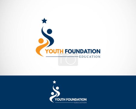 Téléchargez les illustrations : Fondation jeunesse logo personnes créatives éducation logo concept - en licence libre de droit