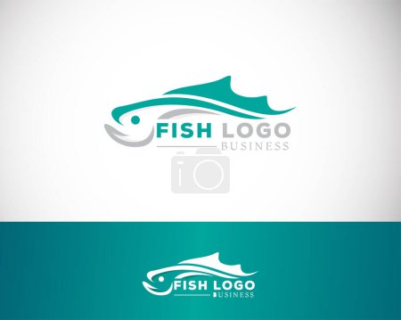 Téléchargez les illustrations : Poisson logo ligne créative emblème signe symbole - en licence libre de droit