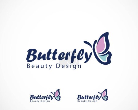 Illustration for Butterfly logo creative icon animal beauty design vector color flat - Royalty Free Image