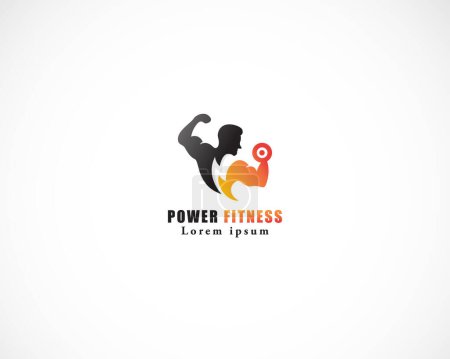 Ilustración de Poder fitness logo creativo deporte afición ilustración energía diseño gimnasio club - Imagen libre de derechos