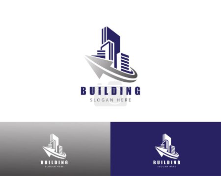 Ilustración de Logo del edificio creativo hasta la construcción finanzas ciudad cuidado de bienes raíces - Imagen libre de derechos