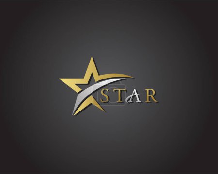 Ilustración de Logo estrella de oro emblema creativo signo símbolo negocio - Imagen libre de derechos