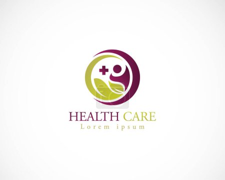Ilustración de Salud cuidado logo concepto creativo signo símbolo naturaleza hoja - Imagen libre de derechos