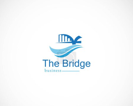 Ilustración de Logo del puente diseño creativo ilustración vector azul - Imagen libre de derechos