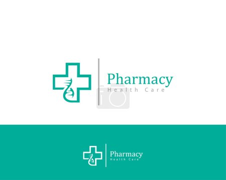 Téléchargez les illustrations : Pharmacie logo ligne créative signe symbole santé Gen médecin clinique médicale - en licence libre de droit