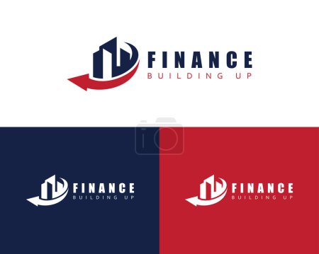 Ilustración de Finanzas logo creativo edificio negocio diseño concepto flecha - Imagen libre de derechos