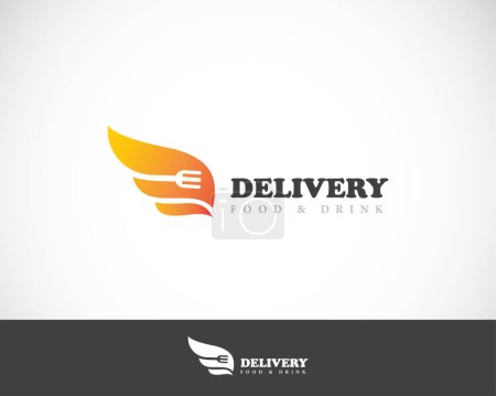 Téléchargez les illustrations : Logo de livraison design créatif aile alimentaire concept - en licence libre de droit