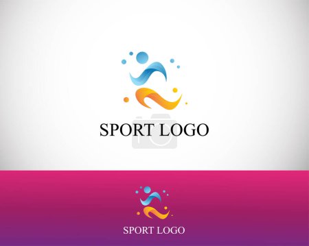 Téléchargez les illustrations : Sport logo design créatif abstrait gens courir homme athlétique - en licence libre de droit