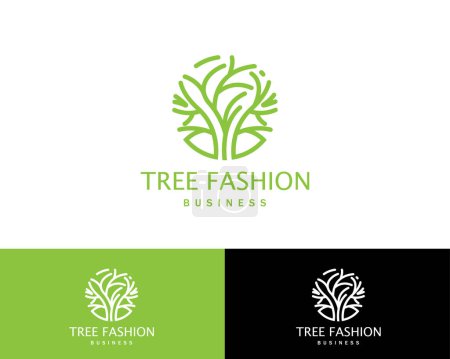 Illustration for Tree fashion logo creative circle emblem nature line - Royalty Free Image