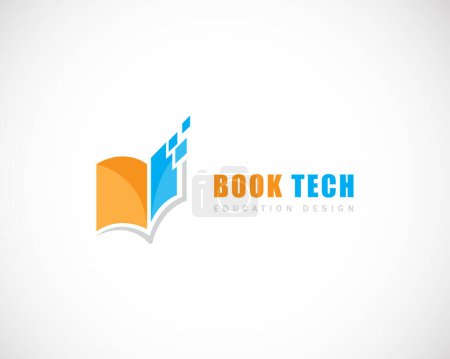 Ilustración de Book tech logo creative design concept pixel education technology - Imagen libre de derechos