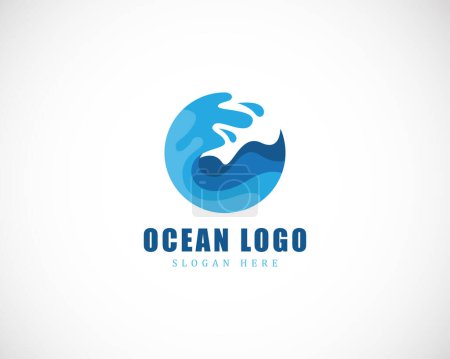Téléchargez les illustrations : Logo de l'océan couleur créative cercle moderne vague d'eau - en licence libre de droit