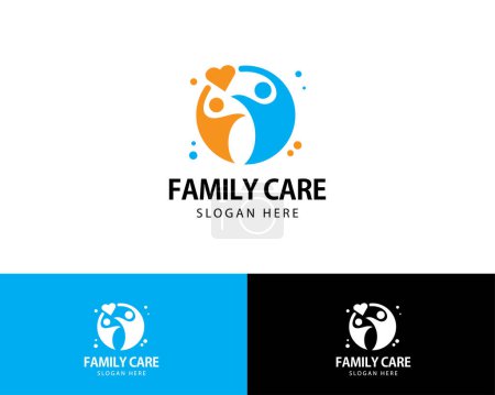 Ilustración de Cuidado familiar logo creativo corazón personas ilustración vector abstracto - Imagen libre de derechos