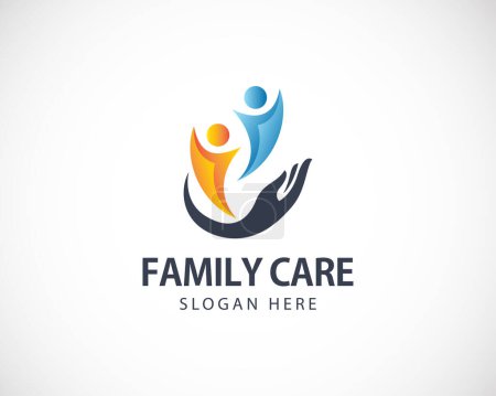 Téléchargez les illustrations : Famille soins logo personne créative personnes abstraite logo concept main - en licence libre de droit