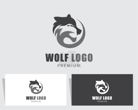 Téléchargez les illustrations : Loup logo design créatif modèle tête cercle - en licence libre de droit