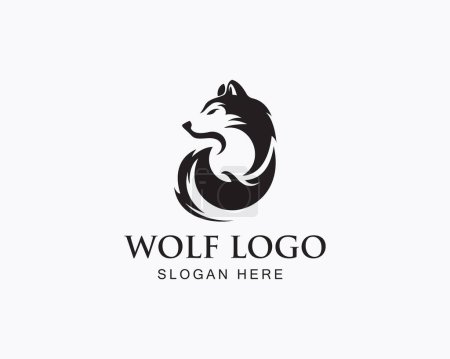 Illustration for Wolf logo creative design head wolf vector animal brand tattoo - Royalty Free Image
