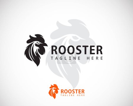 Illustration for Rooster logo creative head black vector animal sign symbol restaurant food tattoo - Royalty Free Image