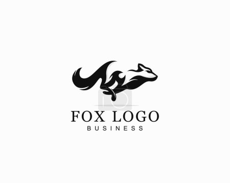 Illustration for Fox logo creative run black vector brand design template - Royalty Free Image