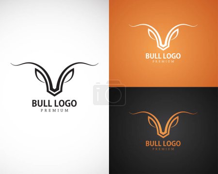 Téléchargez les illustrations : Bull logo créatif ligne art design signe symbole emblème marque - en licence libre de droit