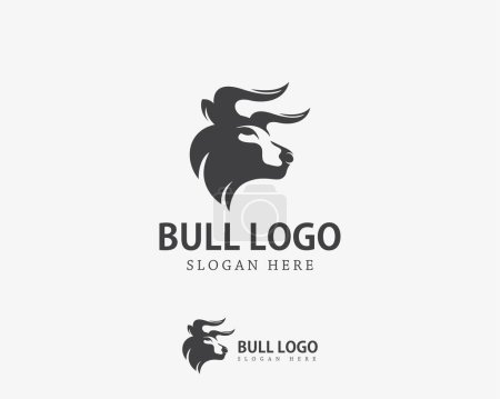 Illustration for Bull logo creative head black vector design animal strong - Royalty Free Image