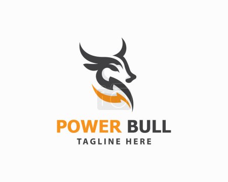 Téléchargez les illustrations : Bull power logo créatif forte marque concept conception vecteur - en licence libre de droit