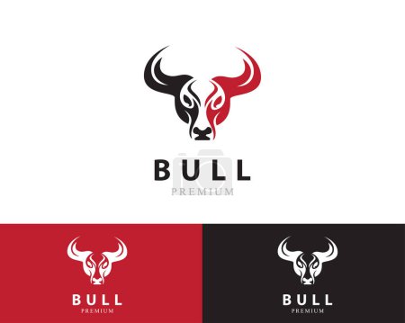 Téléchargez les illustrations : Logo taureau tête créative emblème modèle de conception de marque - en licence libre de droit