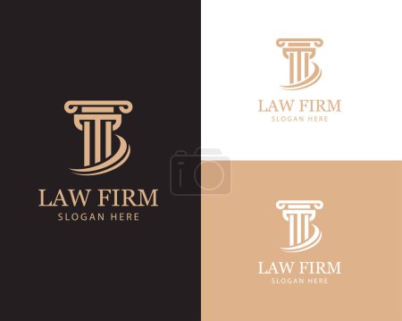 Ilustración de Firma de abogados logo diseño creativo plantilla signo símbolo marca solución diseño concepto - Imagen libre de derechos