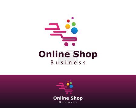 Illustration for Online shop logo creative business store chart concept color modern connect fast - Royalty Free Image