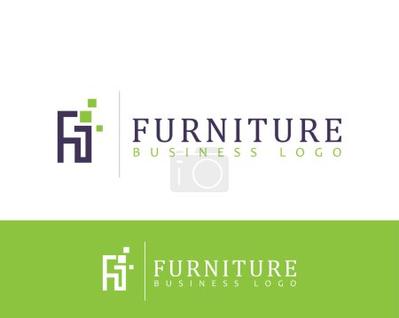 Ilustración de Logotipo de los muebles signo creativo símbolo tecnología tienda línea diseño emblema - Imagen libre de derechos