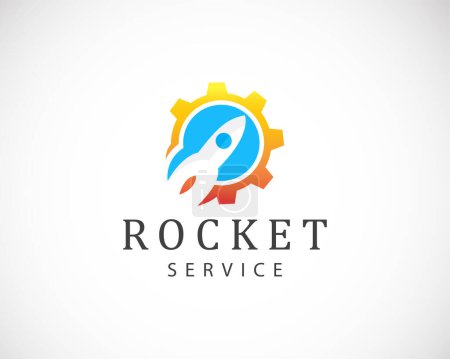 Illustration for Rocket logo creative gear service science education web emblem business - Royalty Free Image