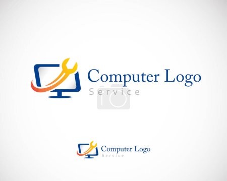 Téléchargez les illustrations : Logo d'ordinateur conception créative modèle service option conception concept - en licence libre de droit