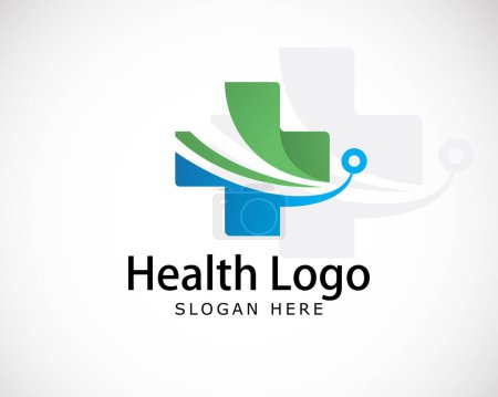 Ilustración de Salud logo diseño creativo color moderno signo símbolo médico clínica plus - Imagen libre de derechos