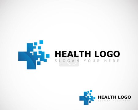 Ilustración de Salud logo creativo color moderno médico más diseño concepto digital píxel tecnología - Imagen libre de derechos