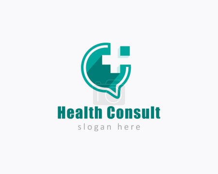 Illustration for Health consult logo creative design concept chat solution doctor clinic plus - Royalty Free Image
